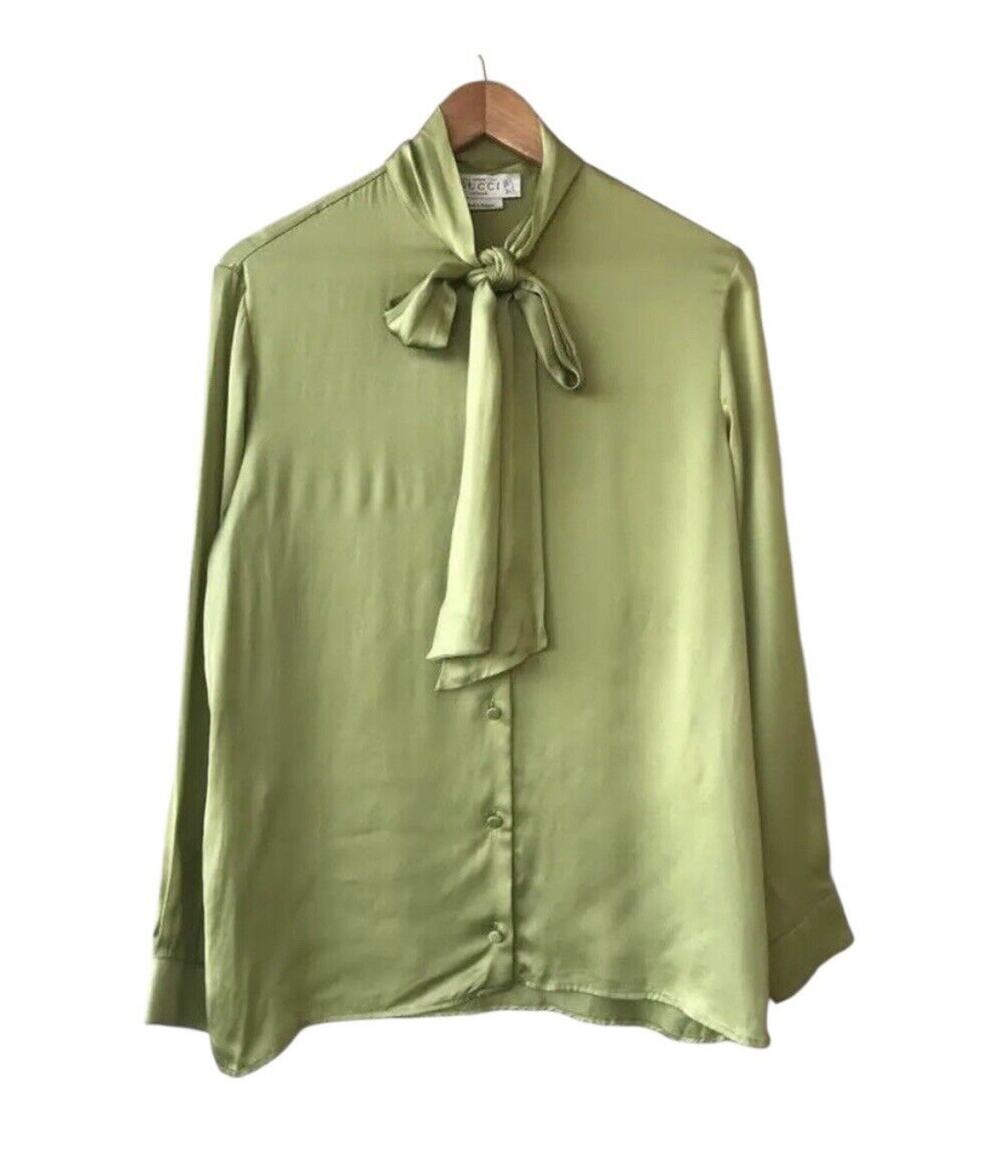 Gucci Shirt Womens Medium / 38 Green Uniform Modern Silk Blouse Modern Bulgaria
